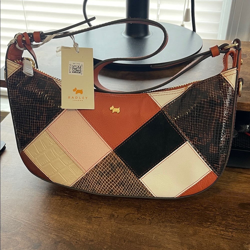 Radley London Patchwork Shoulder Bag - Black, Cream, Brown, Tan